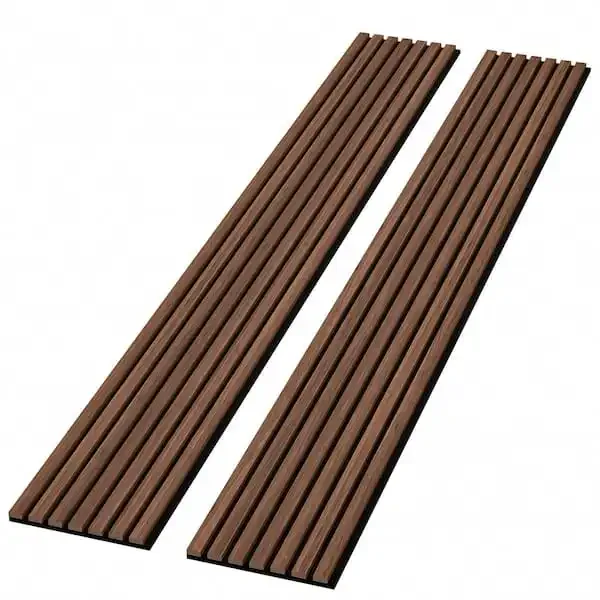 Acoustic Wood Slat Wall Panel – Dark Brown (Walnut)