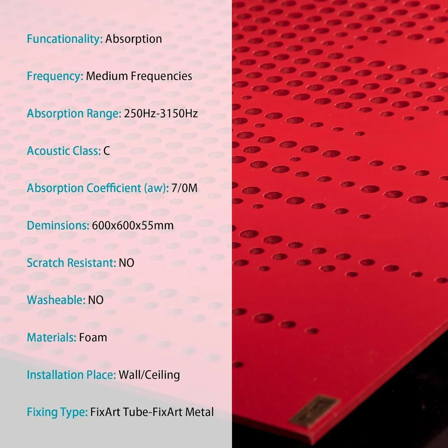 ATHOS RED Acoustic Foam Panels – Pack of 4