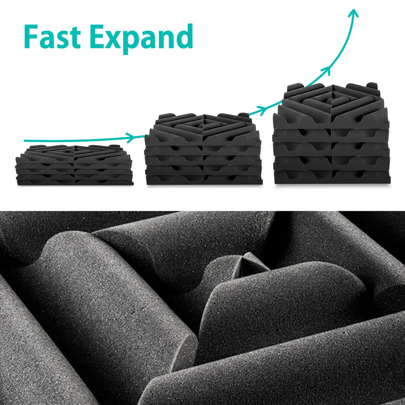 Bent Absorber Acoustic Foam Panels | Charcoal Black | Pack of 24
