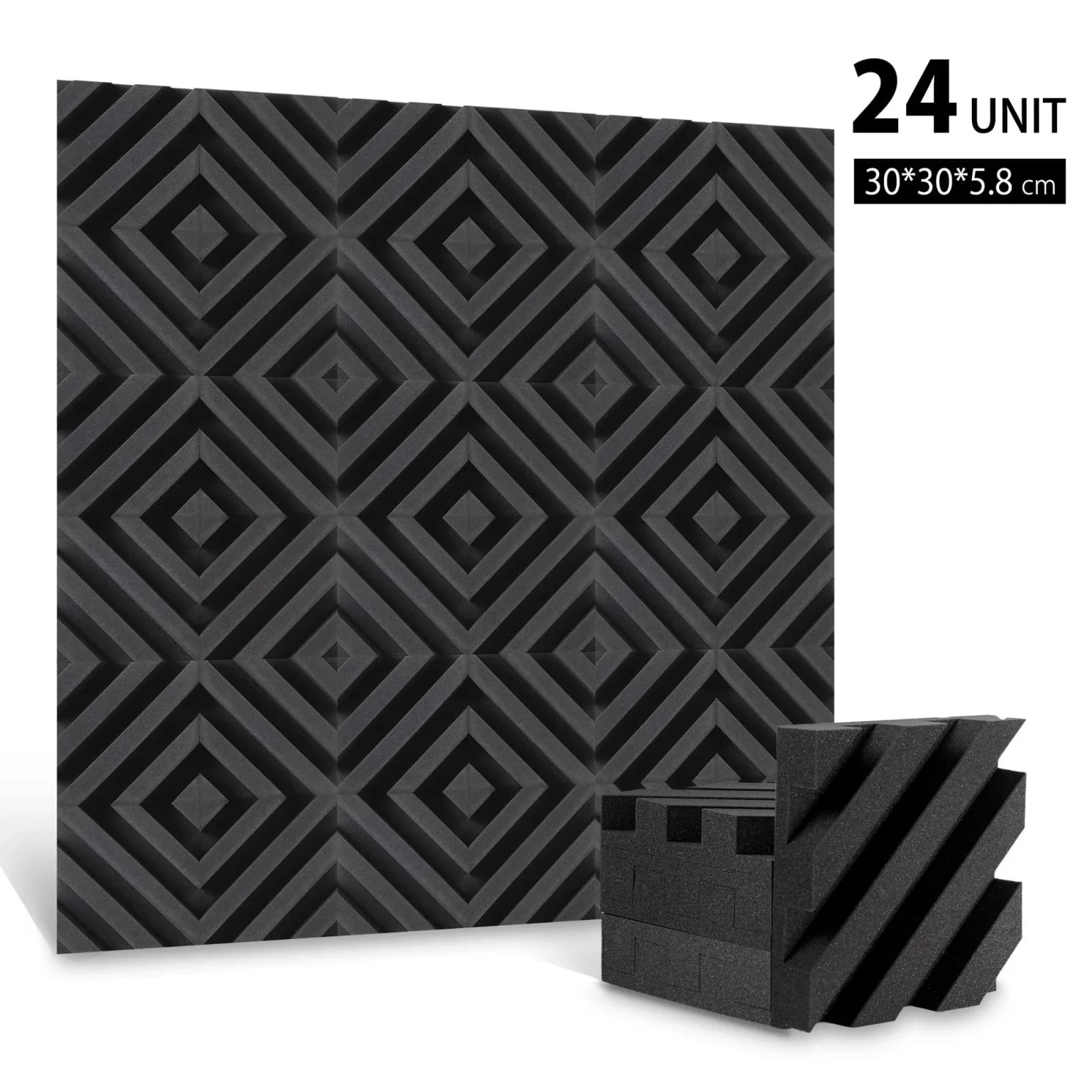 Canton Absorber Acoustic Foam Panels | Charcoal Black | Pack of 24