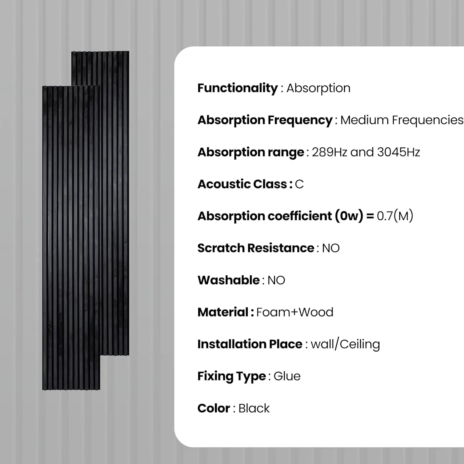 Slat Wall Panel | Wood Long Panels – Black Color – Pack of 2