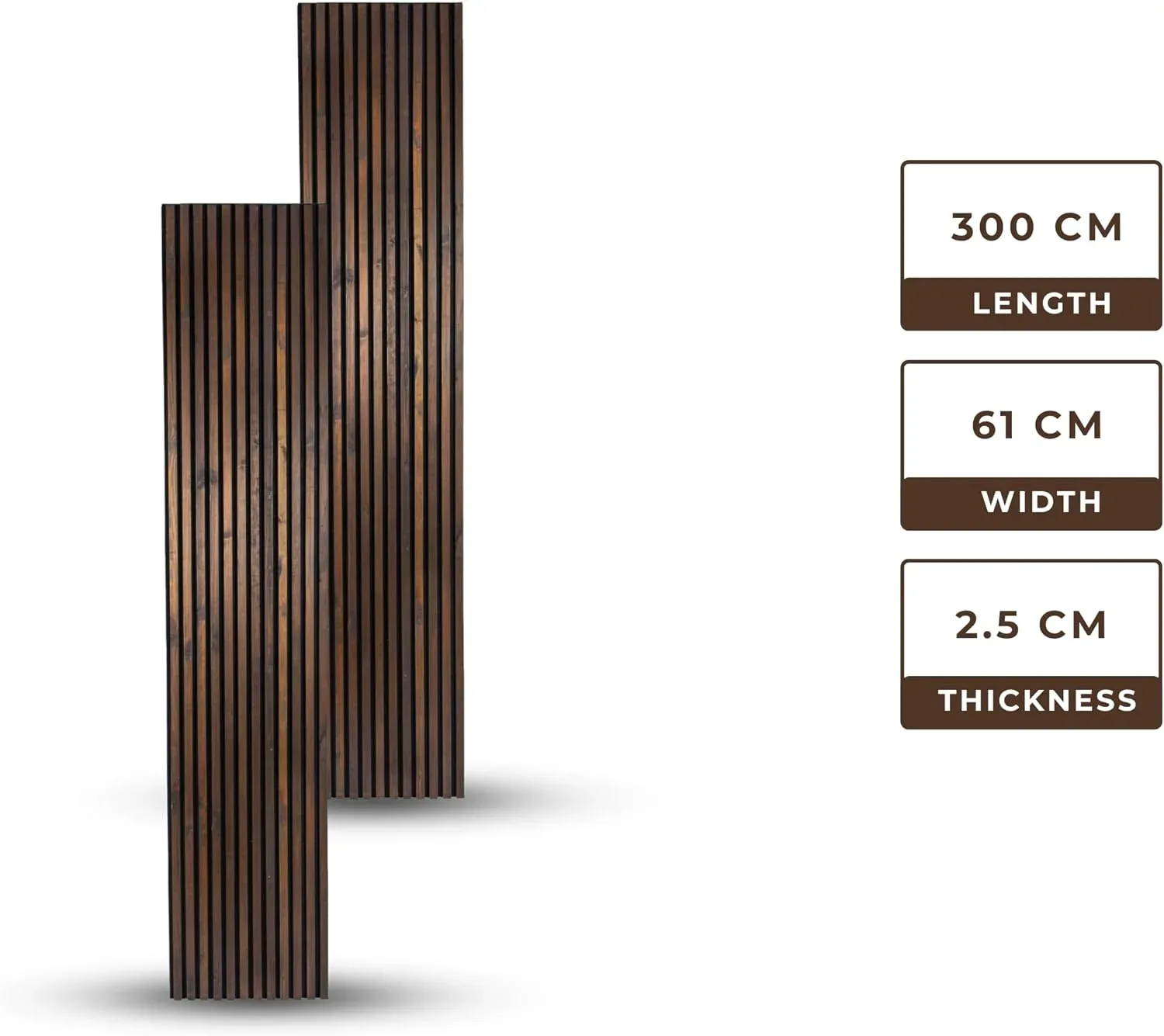 Acoustic Wood Slat Wall Panel – Dark Brown (Walnut)