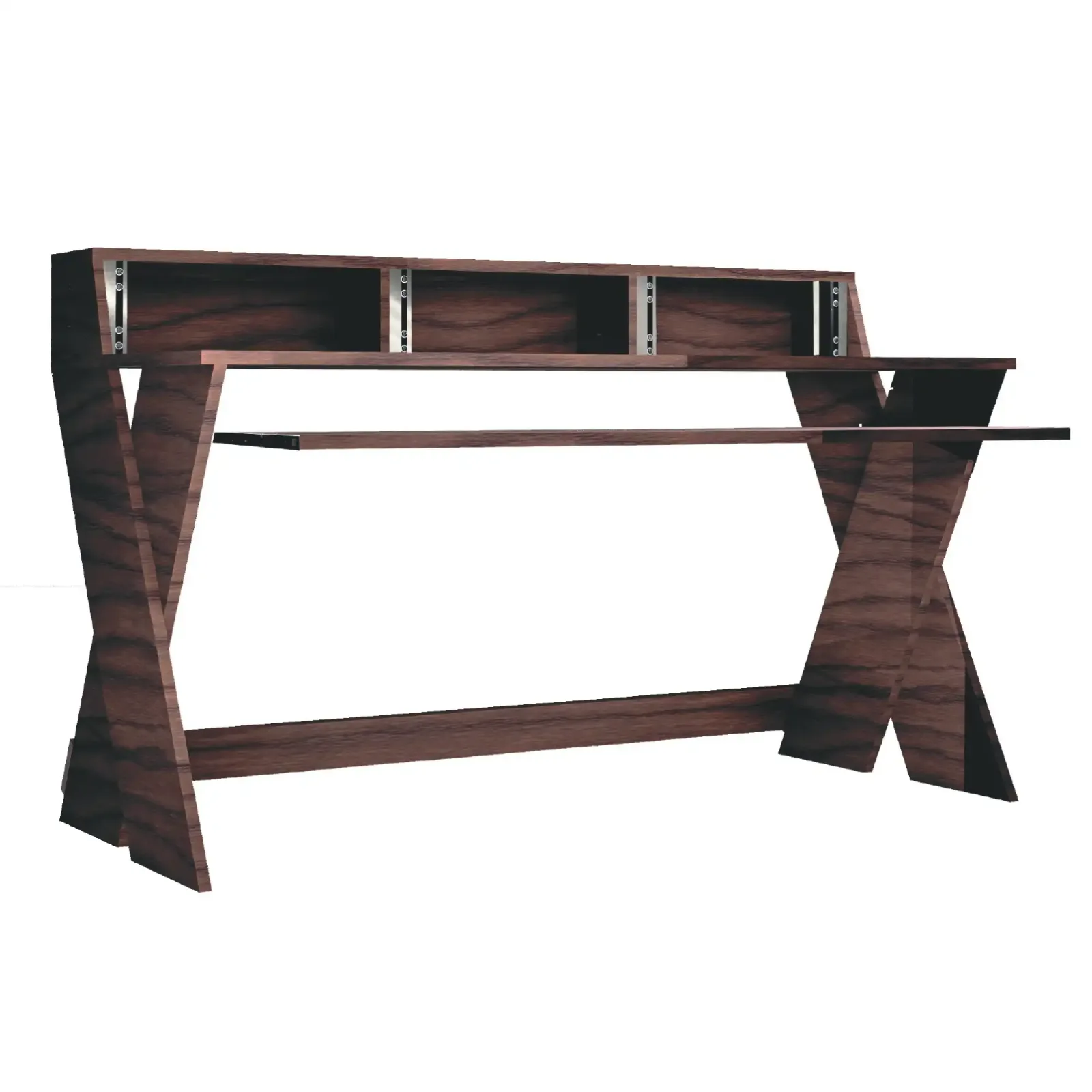 Modern Studio & Gaming Desk – Walnut Finish | Ergonomic Wooden Workstation