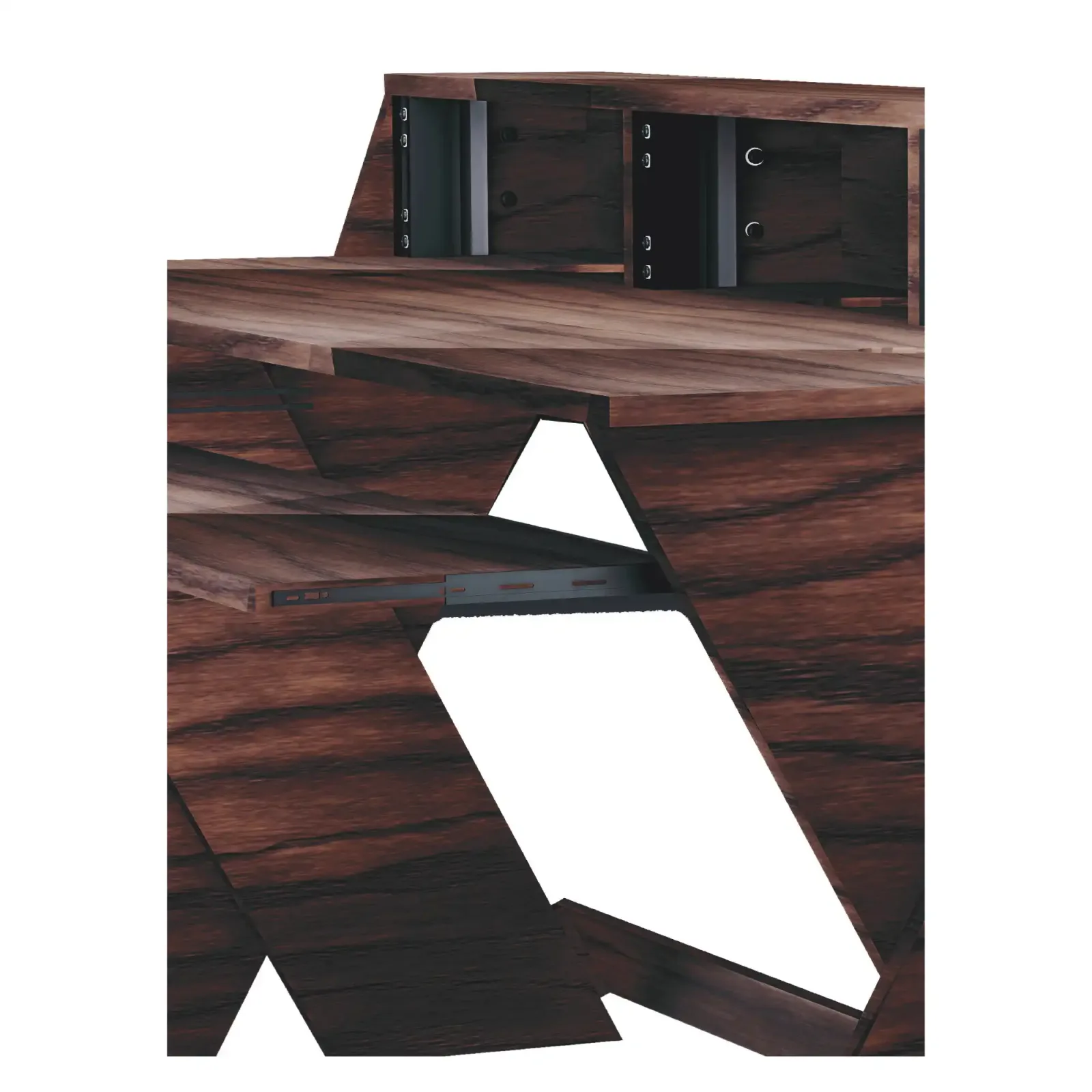 Modern Studio & Gaming Desk – Walnut Finish | Ergonomic Wooden Workstation
