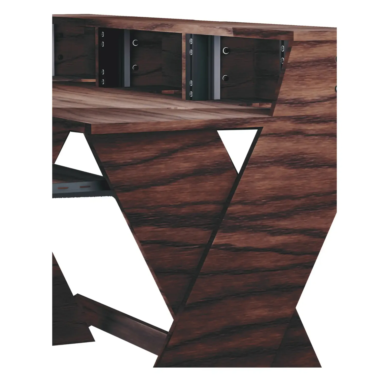 Modern Studio & Gaming Desk – Walnut Finish | Ergonomic Wooden Workstation