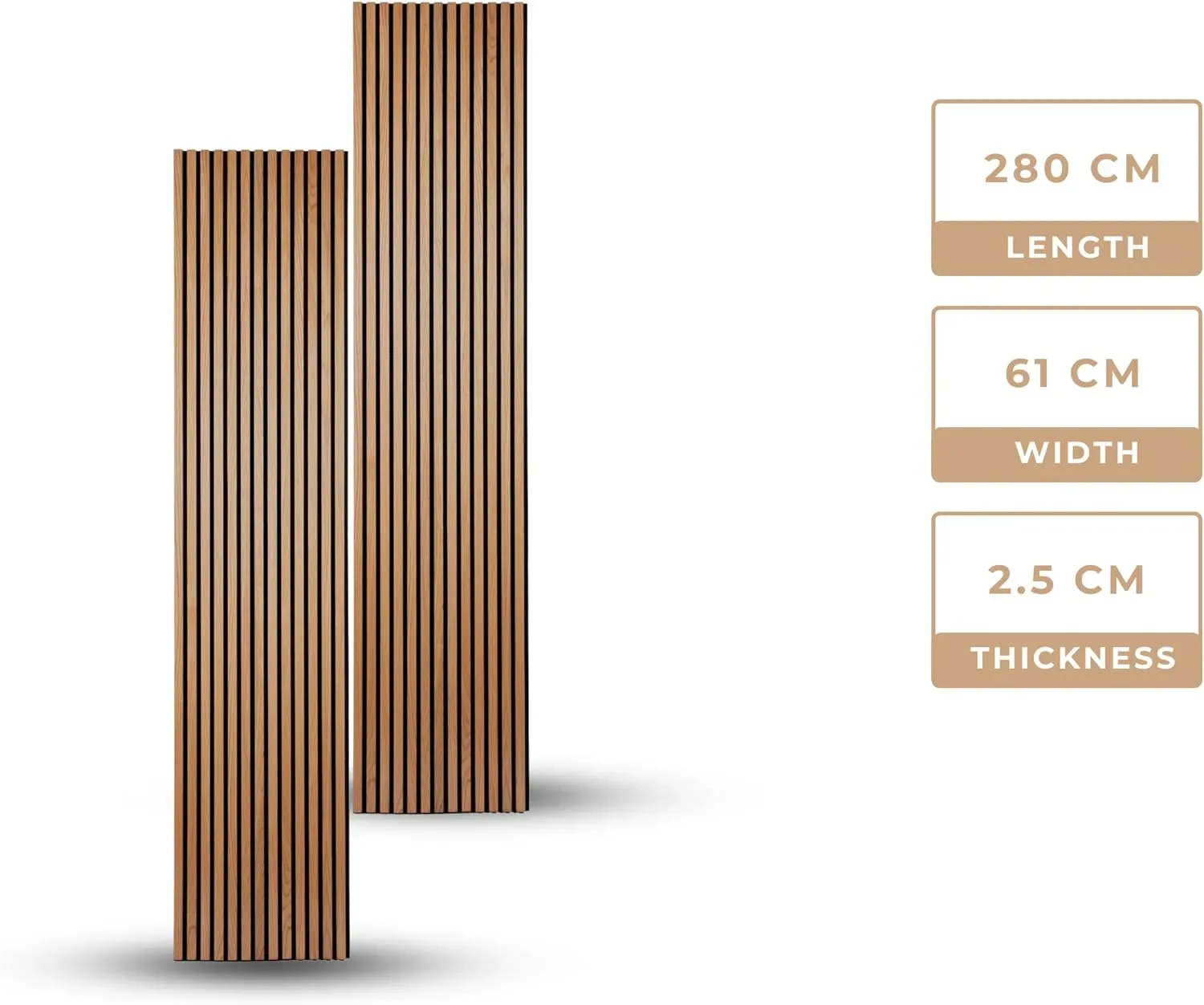 Slat Wall Panel | Oak Wood Long Panels – Pack of 2