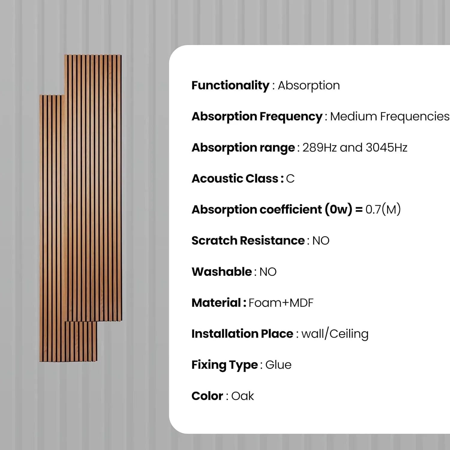 Slat Wall Panel | Oak Wood Long Panels – Pack of 2