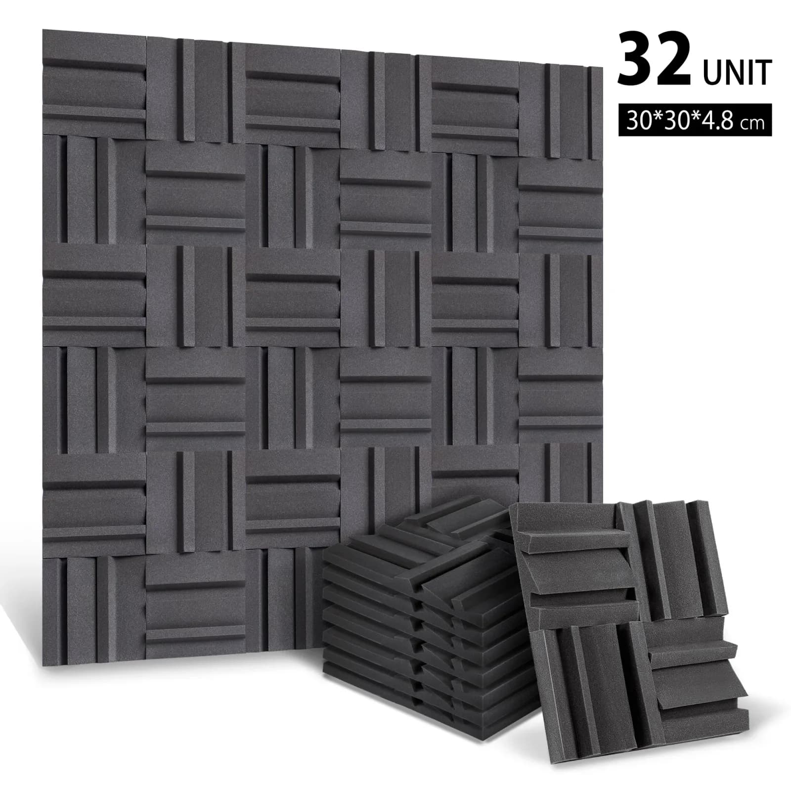 MD55 Acoustic Foam Panels | Charcoal Black | Pack of 32