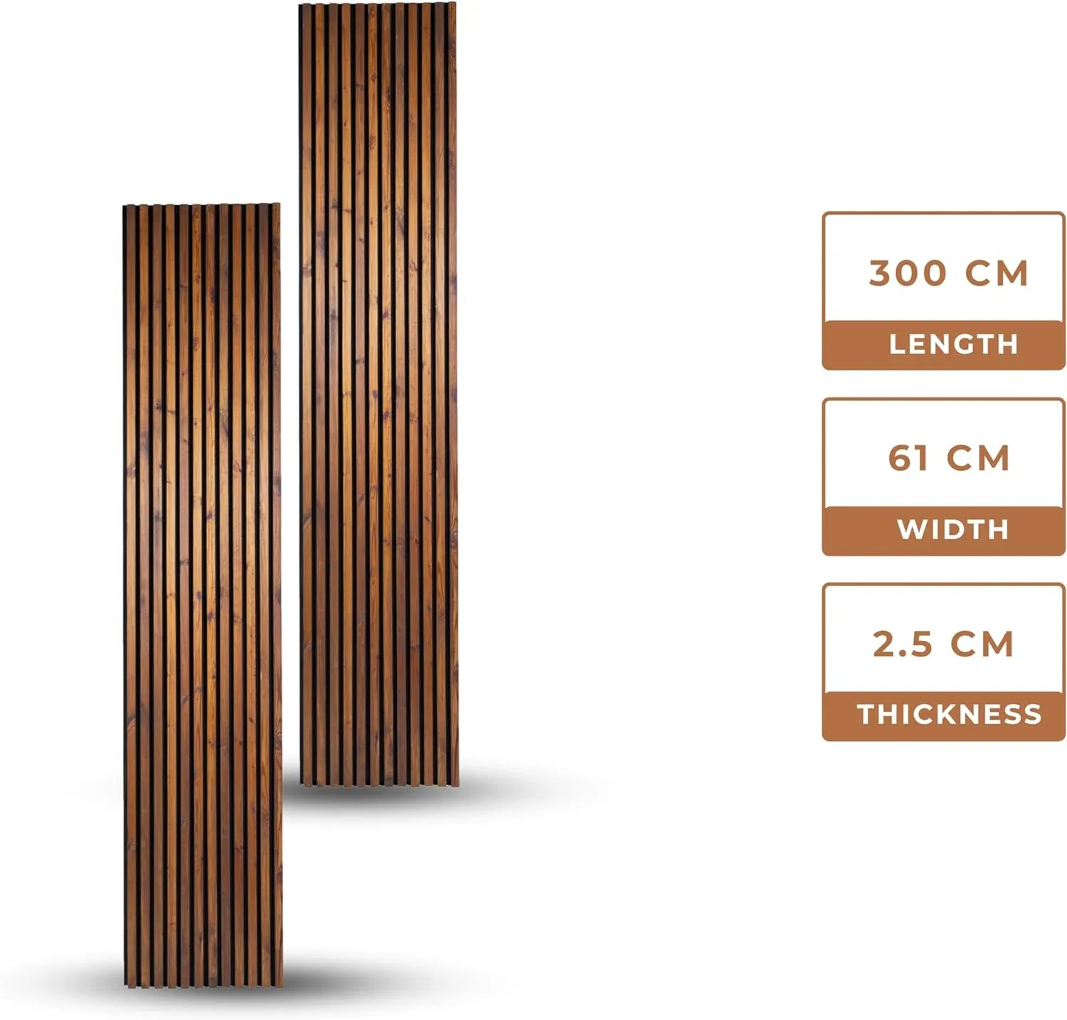 Slat Wall Panel | 3D Wood Long Panels – Light Brown – Pack of 2