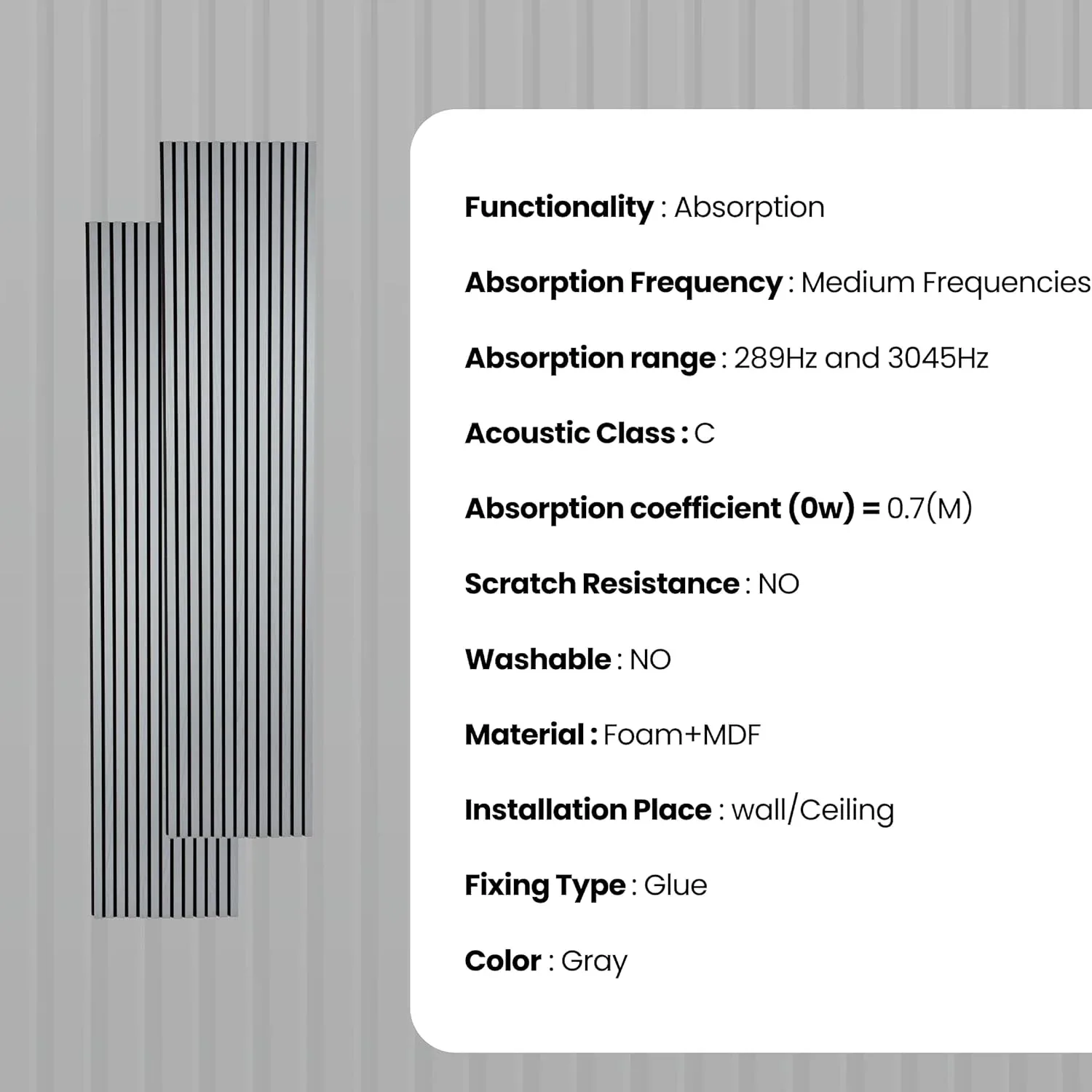 Slat Wall Panel | Wood Long Panels – Silver Color – Pack of 2