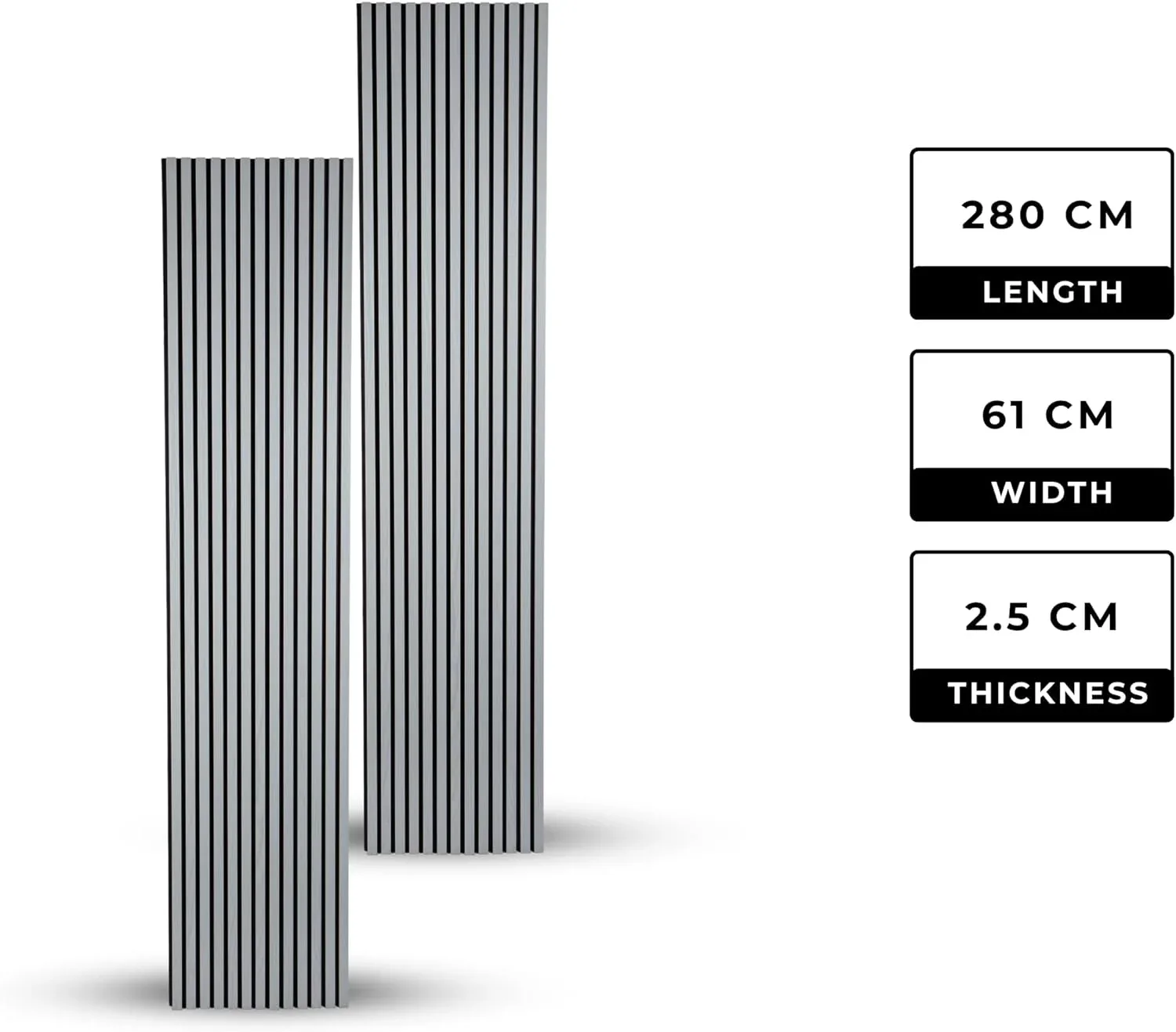 Slat Wall Panel | Wood Long Panels – Silver Color – Pack of 2